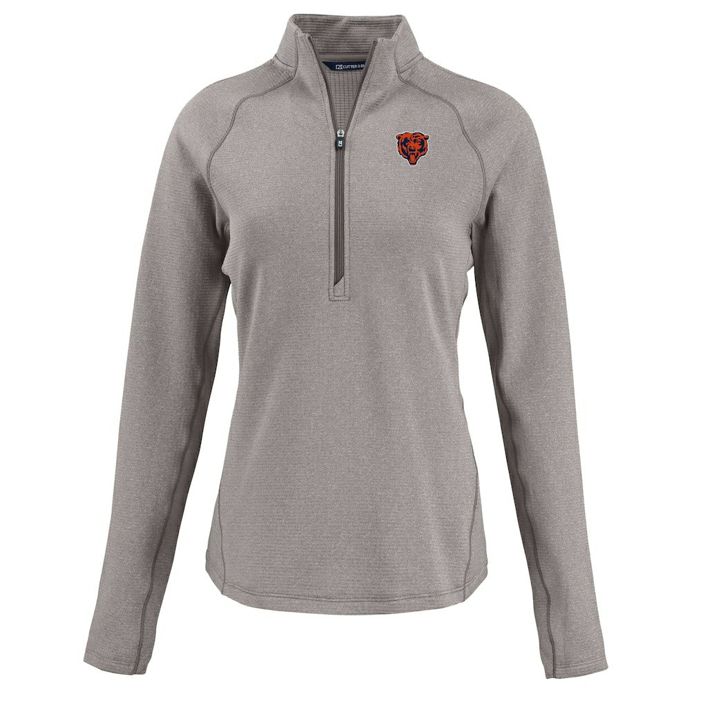 Chicago Bears  Cutter & Buck Women's Peshastin Eco Fleece Recycled Tri-Blend Raglan Half-Zip Jacket