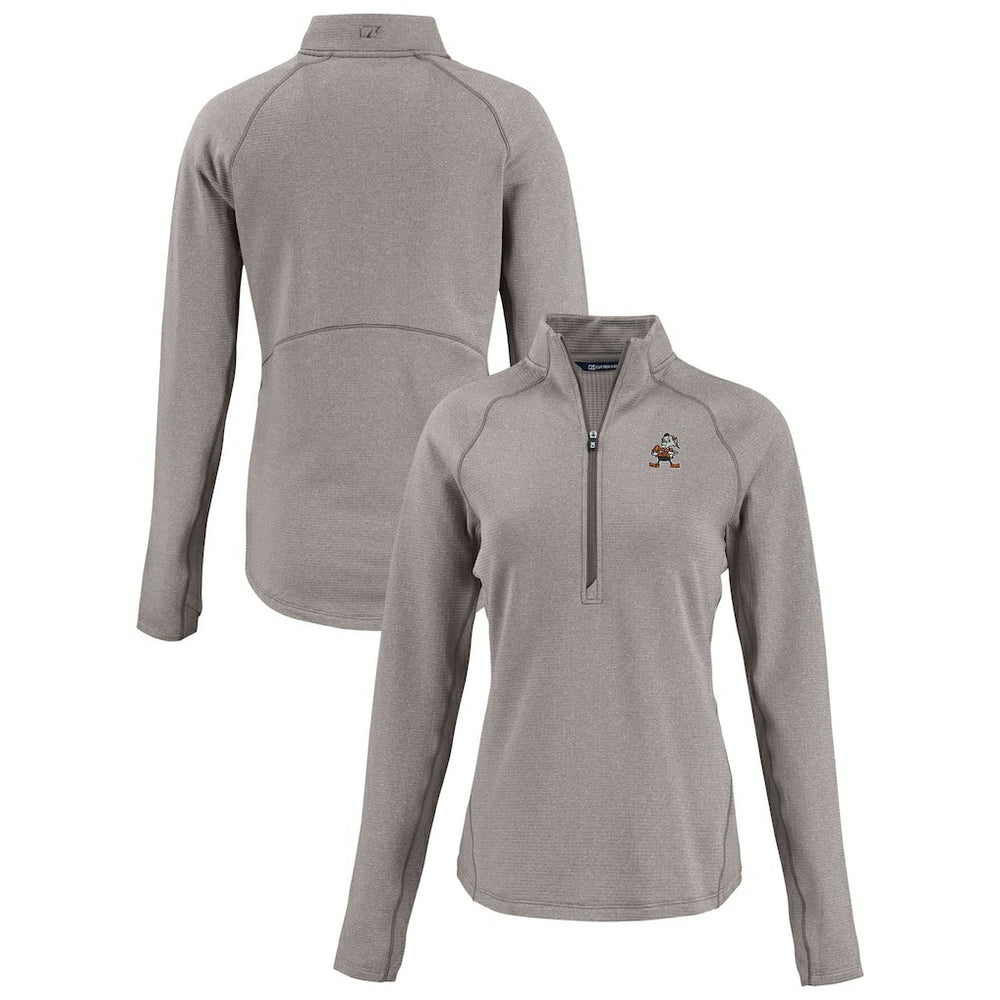 Cleveland Browns  Cutter & Buck Women's Peshastin Eco Fleece Recycled Tri-Blend Raglan Half-Zip Jacket