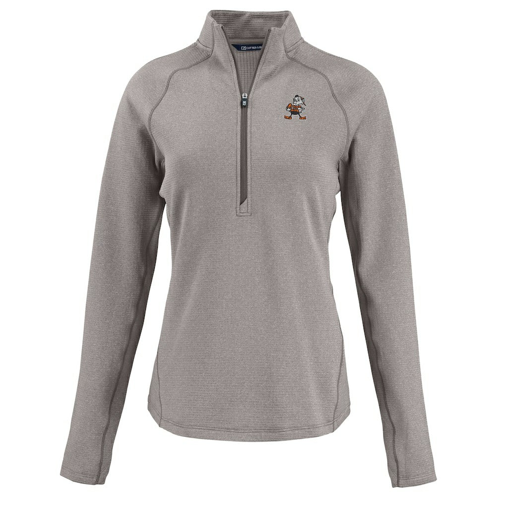 Cleveland Browns  Cutter & Buck Women's Peshastin Eco Fleece Recycled Tri-Blend Raglan Half-Zip Jacket