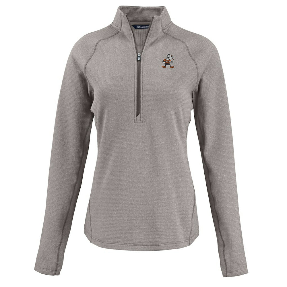 Cleveland Browns  Cutter & Buck Women's Peshastin Eco Fleece Recycled Tri-Blend Raglan Half-Zip Jacket