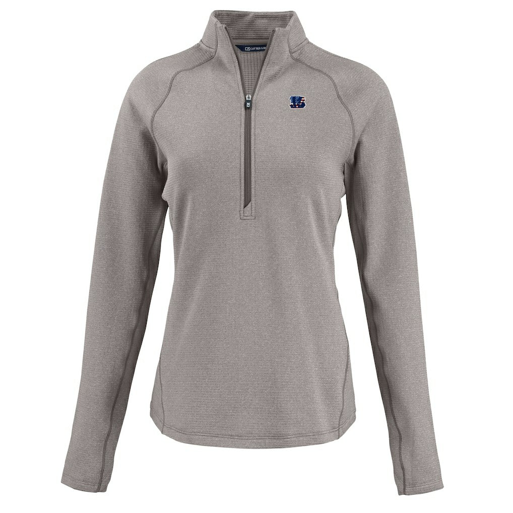 Cincinnati Bengals  Cutter & Buck Women's Americana Peshastin Eco Fleece Recycled Tri-Blend Raglan Half-Zip Jacket