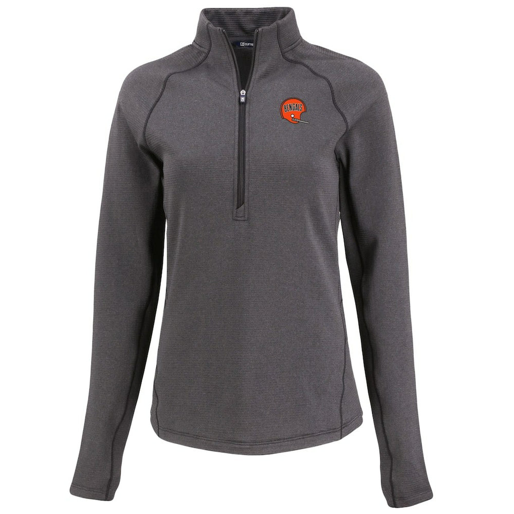 Cincinnati Bengals  Cutter & Buck Women's Peshastin Eco Fleece Recycled Tri-Blend Raglan Half-Zip Jacket