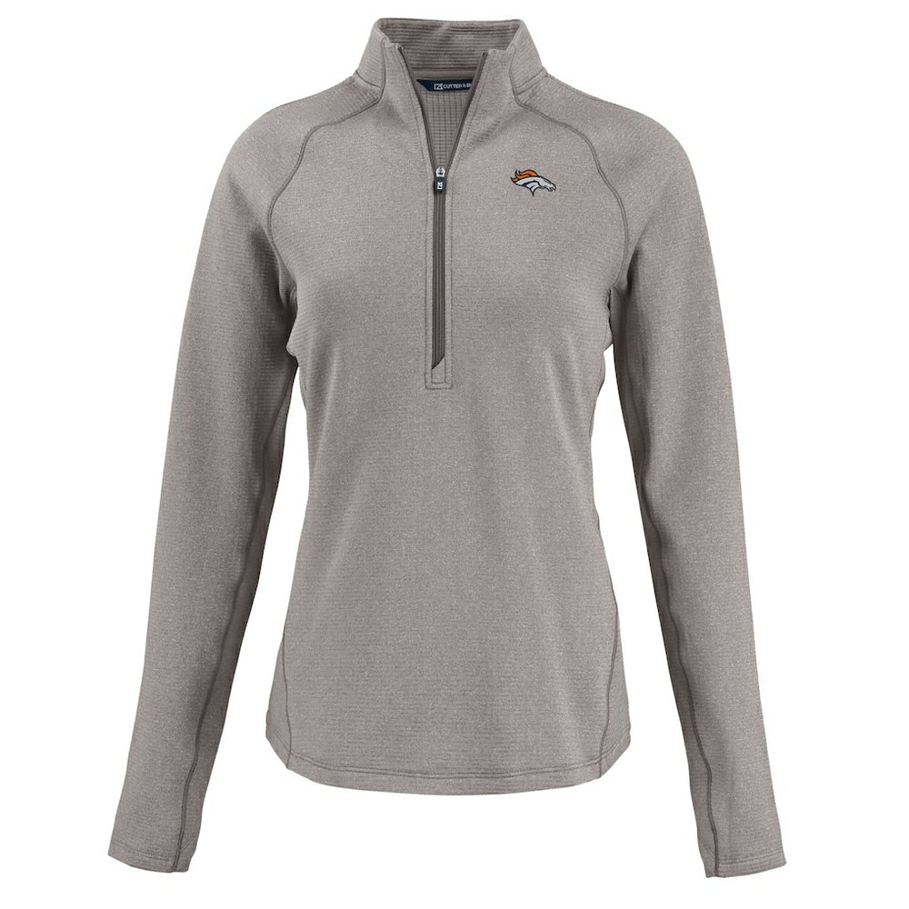 Denver Broncos  Cutter & Buck Women's Peshastin Eco Fleece Recycled Tri-Blend Raglan Half-Zip Jacket