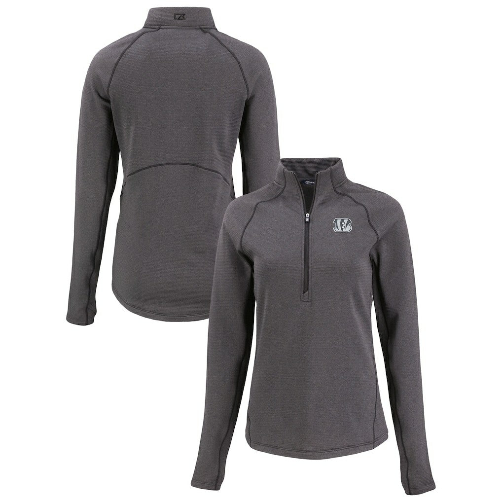 Cincinnati Bengals  Cutter & Buck Women's Peshastin Eco Fleece Recycled Tri-Blend Raglan Half-Zip Jacket