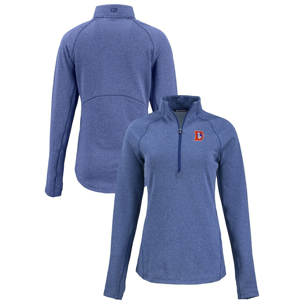 Denver Broncos  Cutter & Buck Women's Peshastin Eco Fleece Recycled Tri-Blend Raglan Half-Zip Jacket