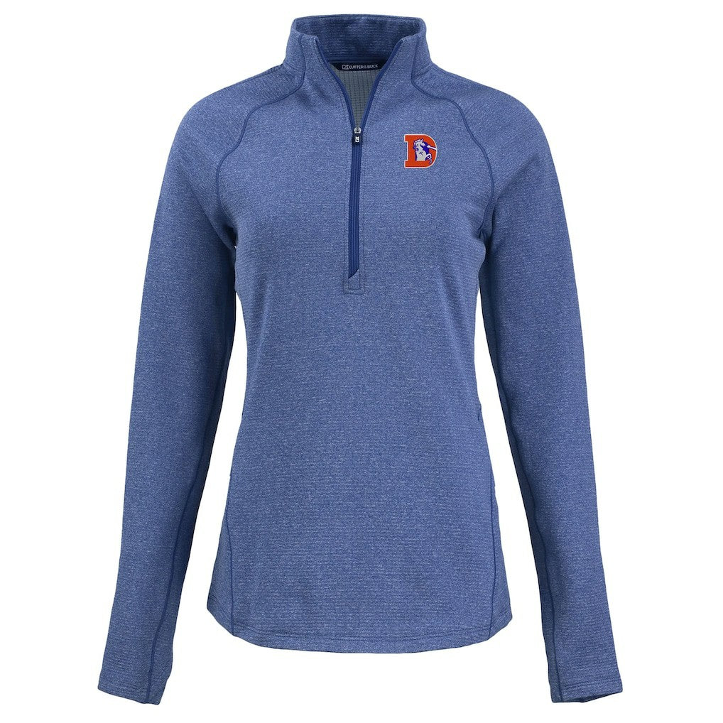 Denver Broncos  Cutter & Buck Women's Peshastin Eco Fleece Recycled Tri-Blend Raglan Half-Zip Jacket