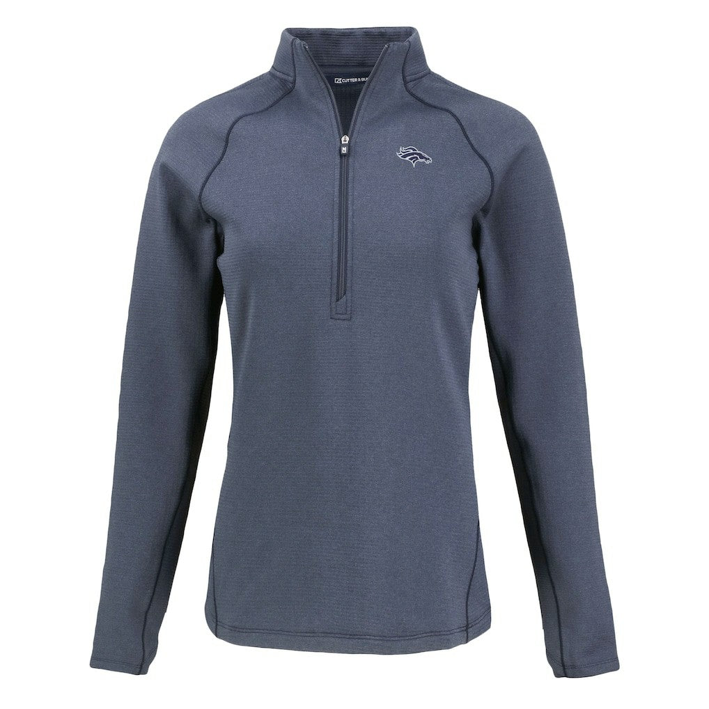 Denver Broncos  Cutter & Buck Women's Peshastin Eco Fleece Recycled Tri-Blend Raglan Half-Zip Jacket