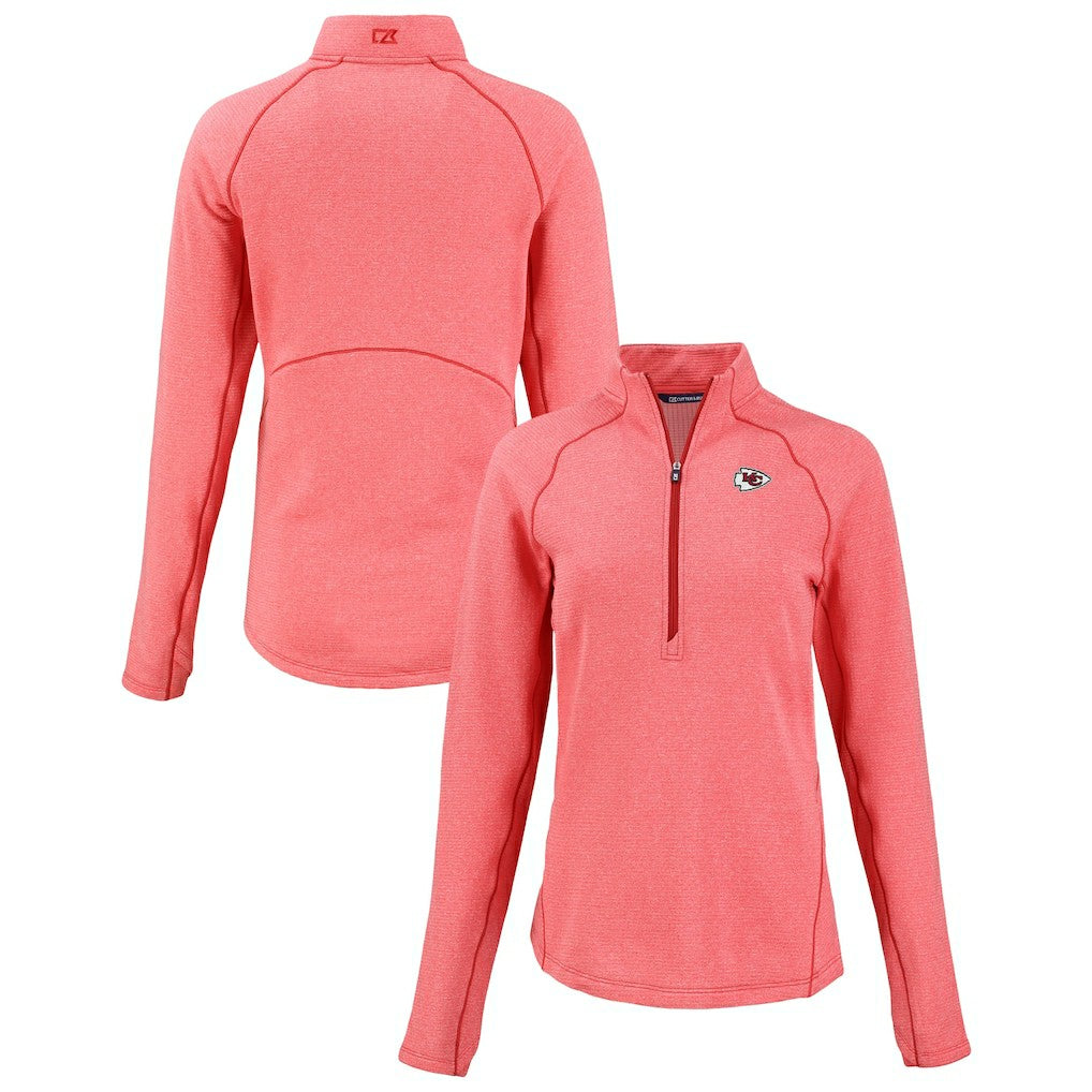 Kansas City Chiefs  Cutter & Buck Women's Peshastin Eco Fleece Recycled Tri-Blend Raglan Half-Zip Jacket