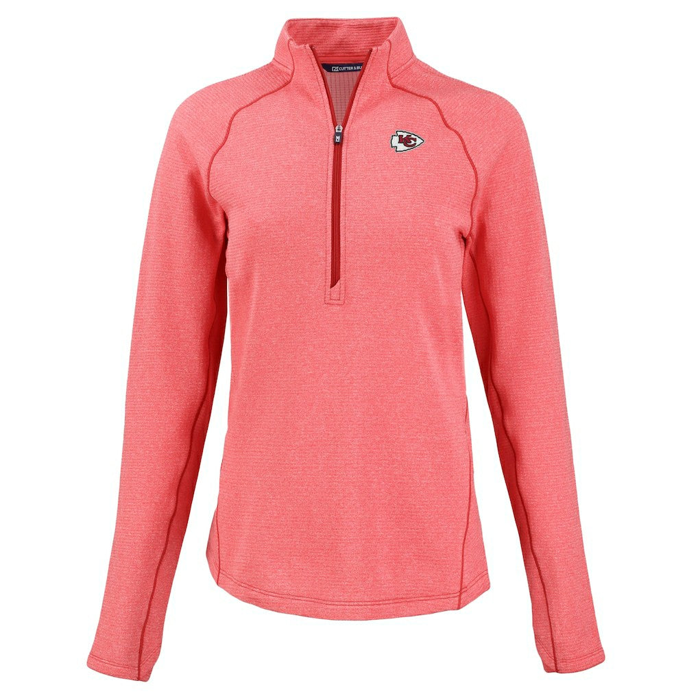 Kansas City Chiefs  Cutter & Buck Women's Peshastin Eco Fleece Recycled Tri-Blend Raglan Half-Zip Jacket