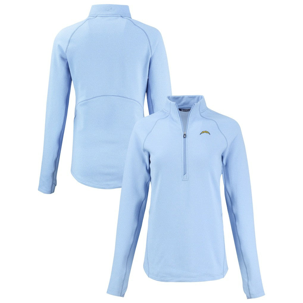 Los Angeles Chargers  Cutter & Buck Women's Peshastin Eco Fleece Recycled Tri-Blend Raglan Half-Zip Jacket