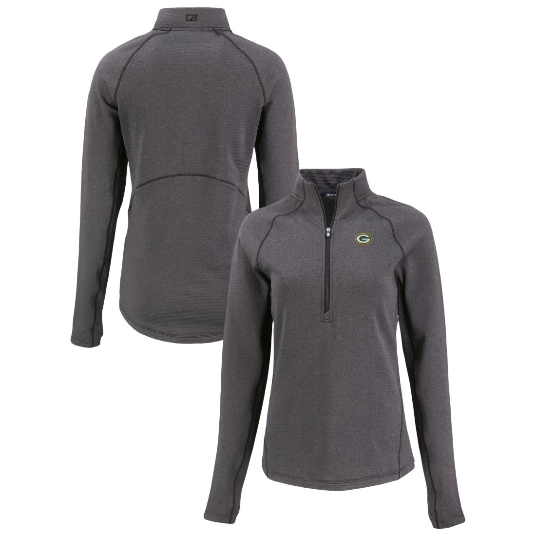 Green Bay Packers  Cutter & Buck Women's Peshastin Eco Fleece Recycled Tri-Blend Raglan Half-Zip Jacket