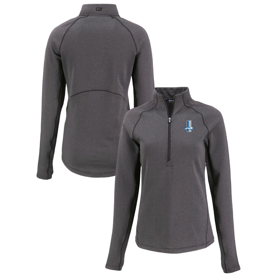 Detroit Lions  Cutter & Buck Women's Peshastin Eco Fleece Recycled Tri-Blend Raglan Half-Zip Jacket
