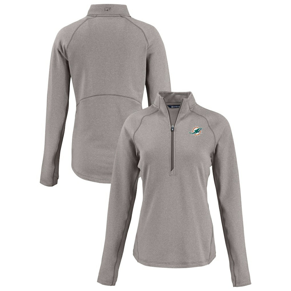 Miami Dolphins  Cutter & Buck Women's Peshastin Eco Fleece Recycled Tri-Blend Raglan Half-Zip Jacket