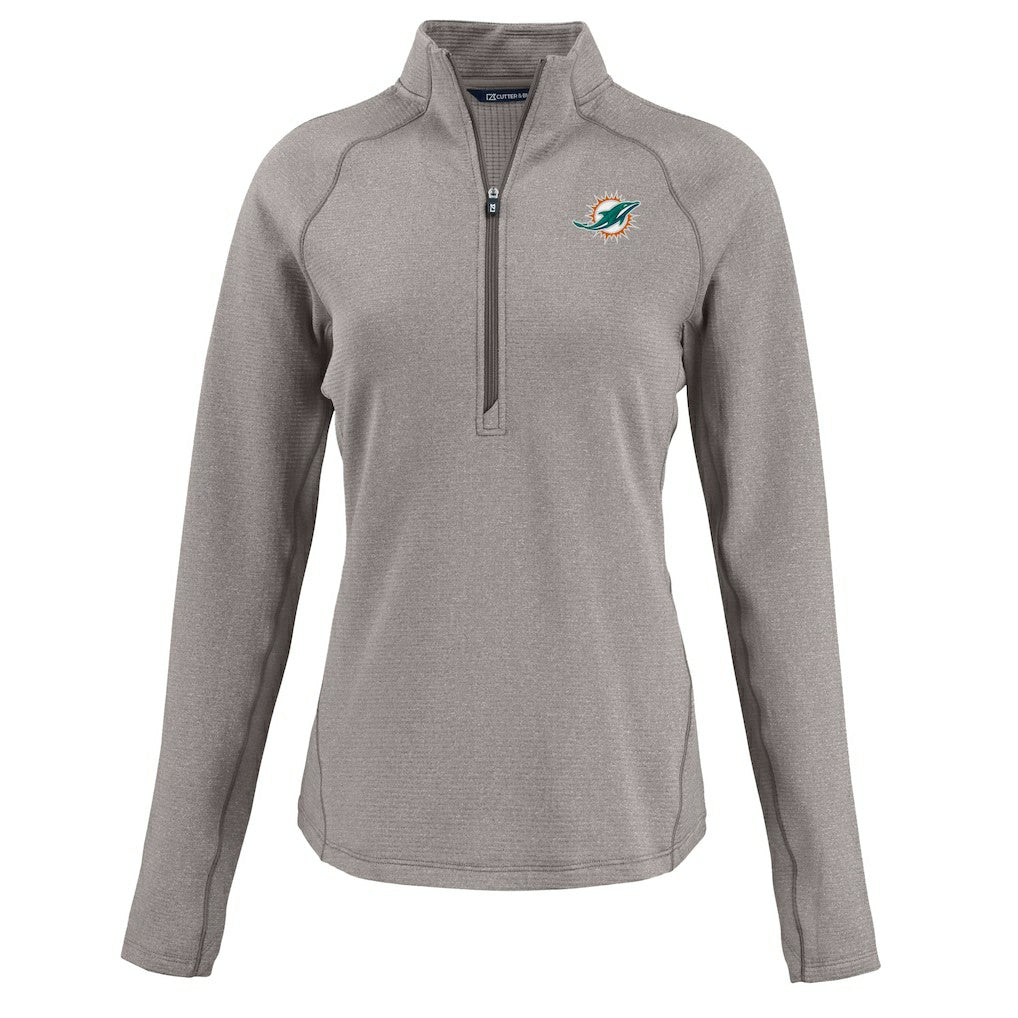 Miami Dolphins  Cutter & Buck Women's Peshastin Eco Fleece Recycled Tri-Blend Raglan Half-Zip Jacket