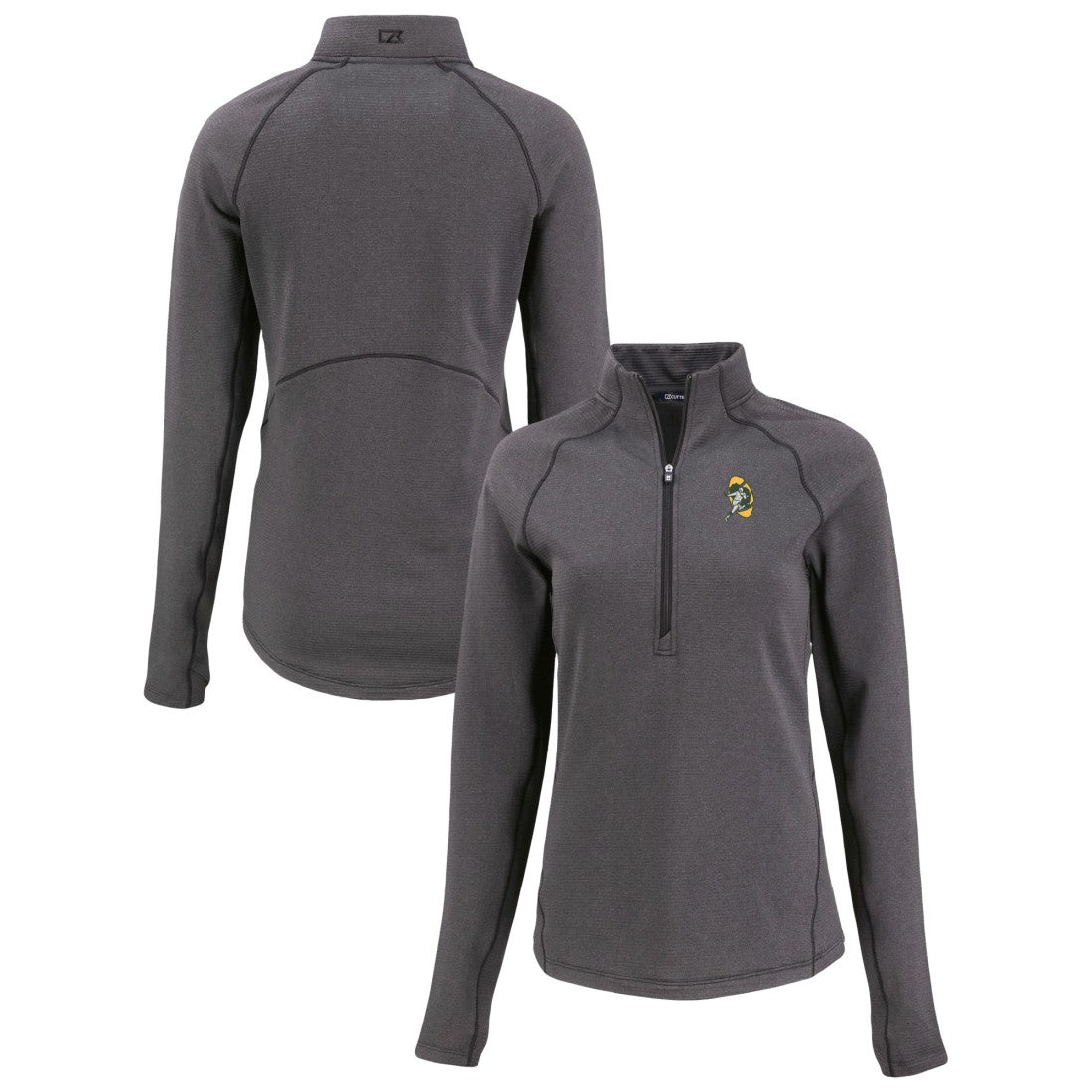 Green Bay Packers  Cutter & Buck Women's Peshastin Eco Fleece Recycled Tri-Blend Raglan Half-Zip Jacket