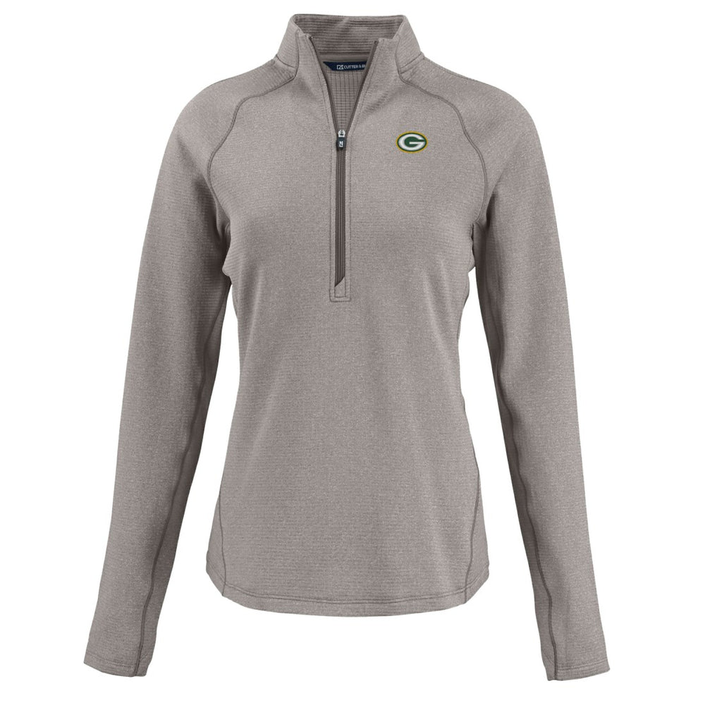 Green Bay Packers  Cutter & Buck Women's Peshastin Eco Fleece Recycled Tri-Blend Raglan Half-Zip Jacket