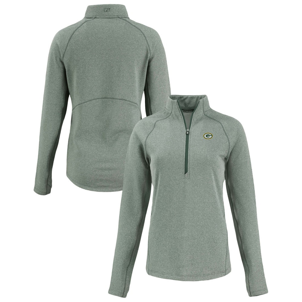 Green Bay Packers  Cutter & Buck Women's Peshastin Eco Fleece Recycled Tri-Blend Raglan Half-Zip Jacket