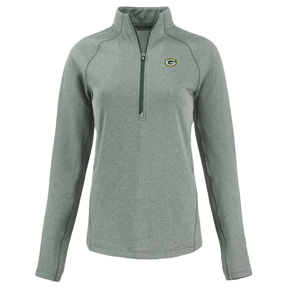 Green Bay Packers  Cutter & Buck Women's Peshastin Eco Fleece Recycled Tri-Blend Raglan Half-Zip Jacket