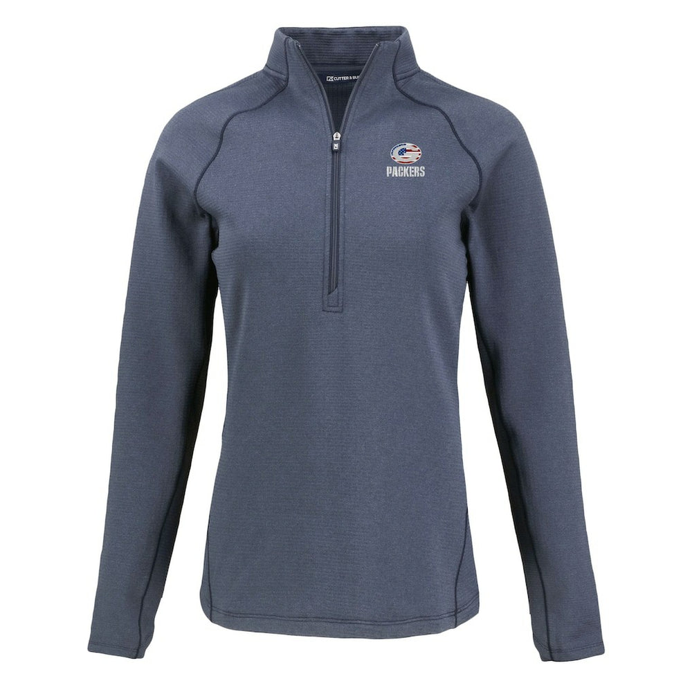 Green Bay Packers  Cutter & Buck Women's Americana Peshastin Eco Fleece Recycled Tri-Blend Raglan Half-Zip Jacket