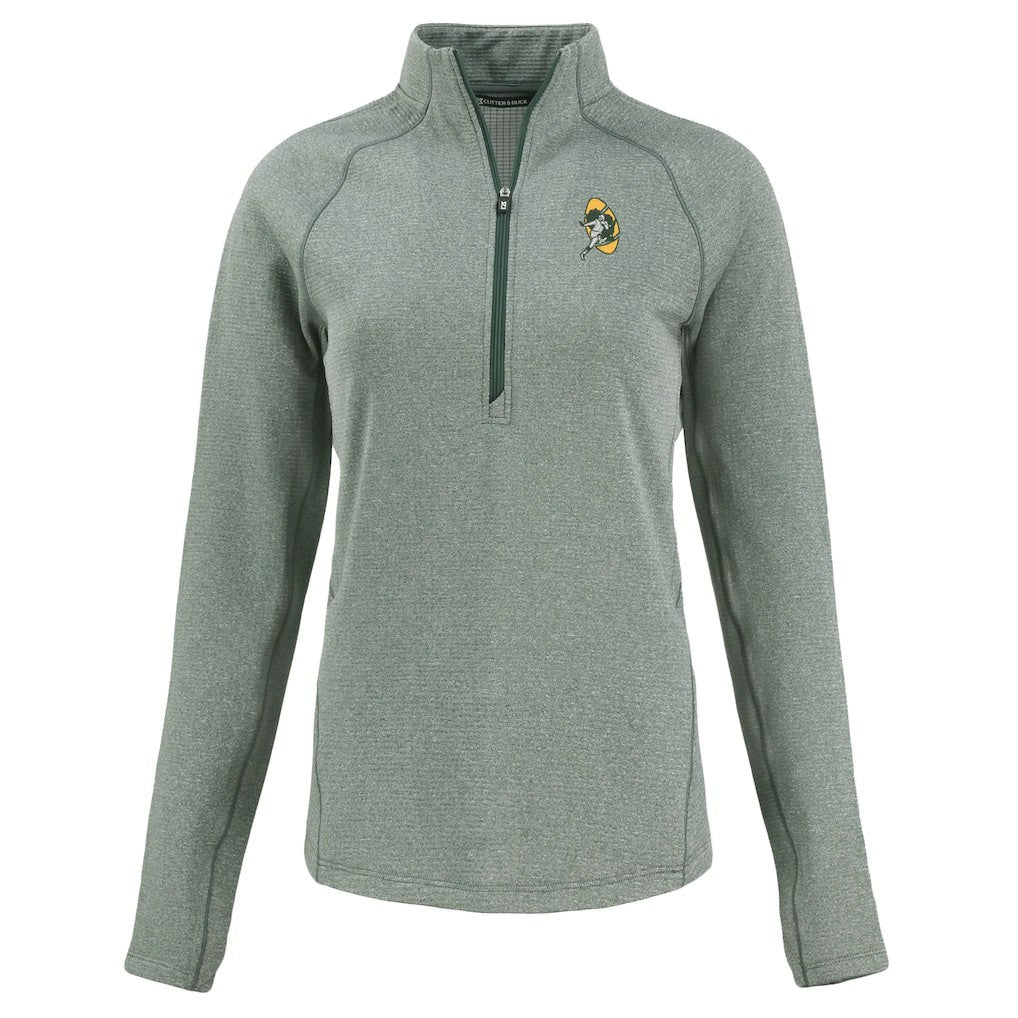 Green Bay Packers  Cutter & Buck Women's Peshastin Eco Fleece Recycled Tri-Blend Raglan Half-Zip Jacket