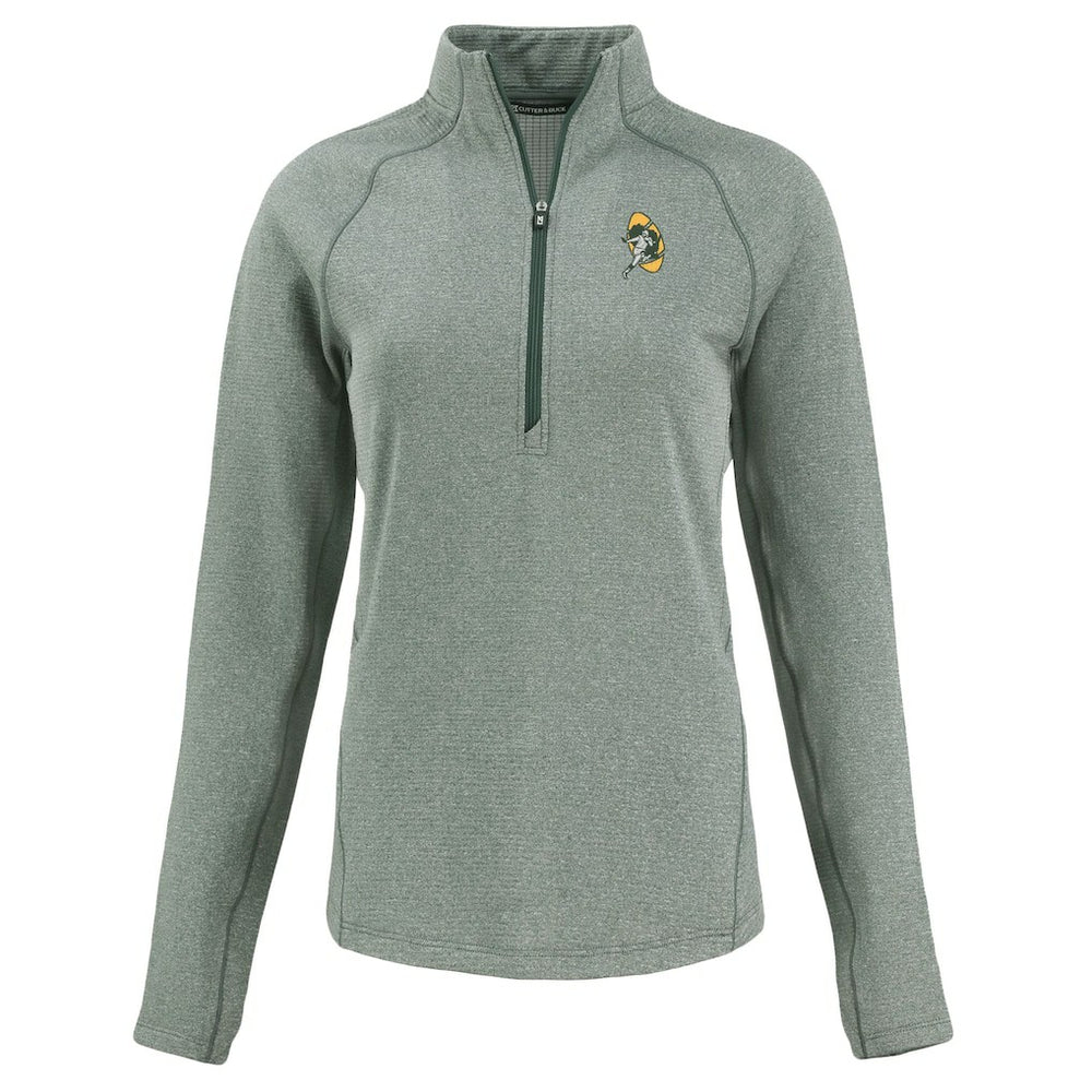 Green Bay Packers  Cutter & Buck Women's Peshastin Eco Fleece Recycled Tri-Blend Raglan Half-Zip Jacket