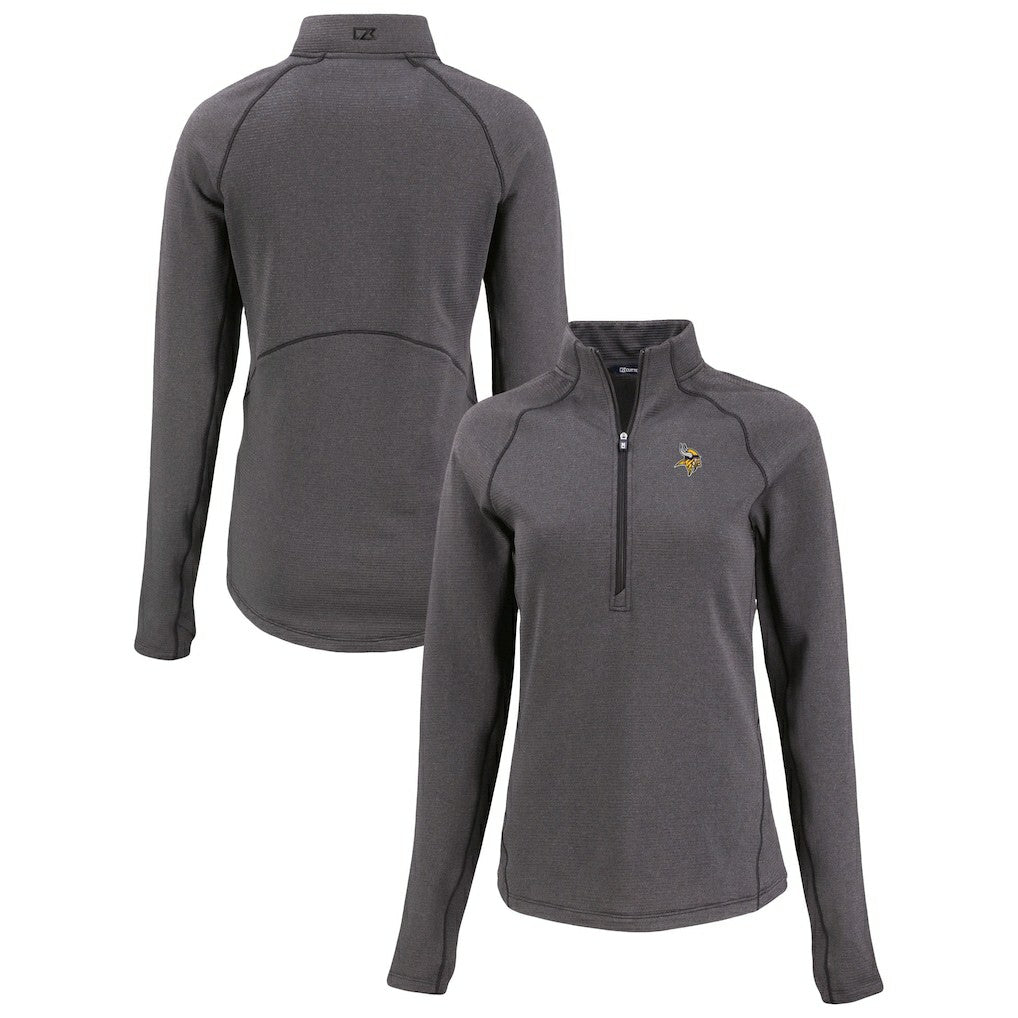 Minnesota Vikings  Cutter & Buck Women's Peshastin Eco Fleece Recycled Tri-Blend Raglan Half-Zip Jacket