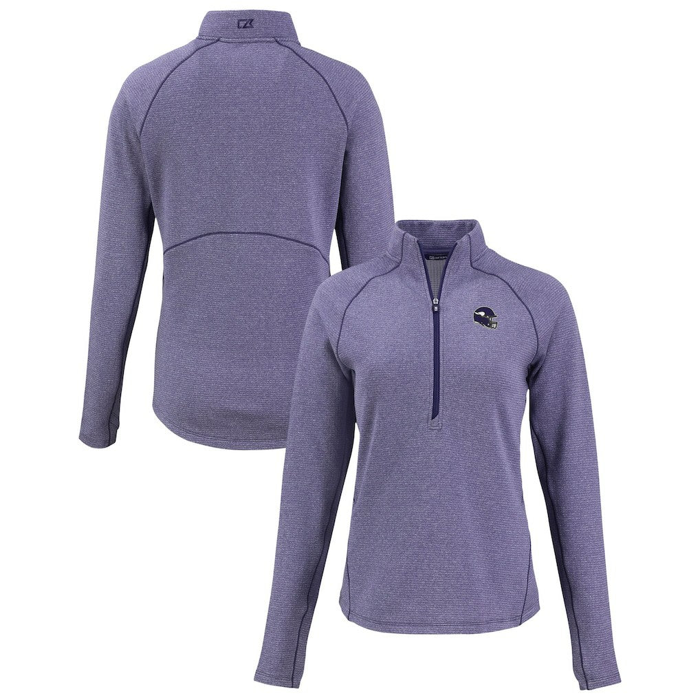 Minnesota Vikings  Cutter & Buck Women's Peshastin Eco Fleece Recycled Tri-Blend Raglan Half-Zip Jacket