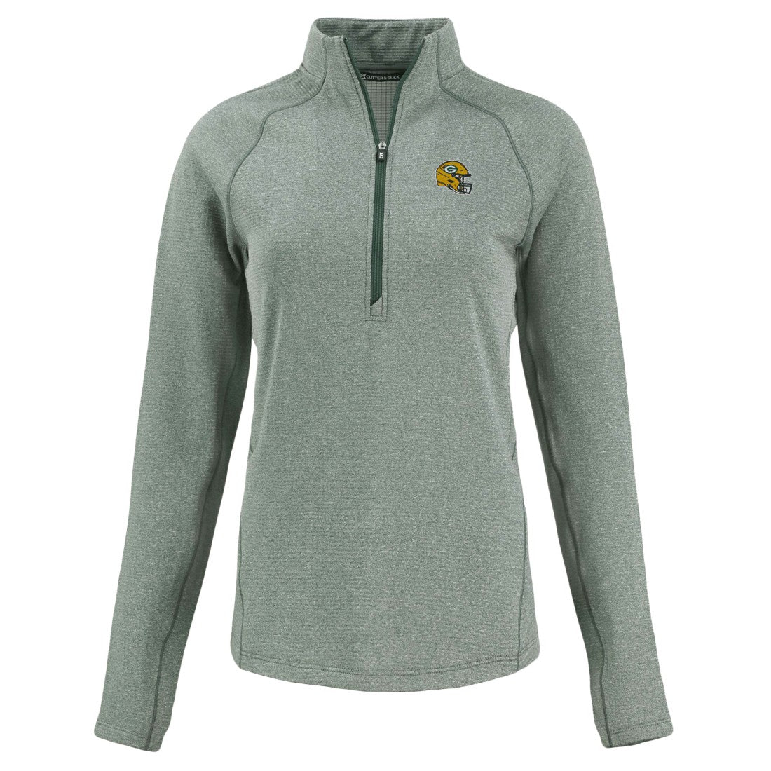 Green Bay Packers  Cutter & Buck Women's Peshastin Eco Fleece Recycled Tri-Blend Raglan Half-Zip Jacket