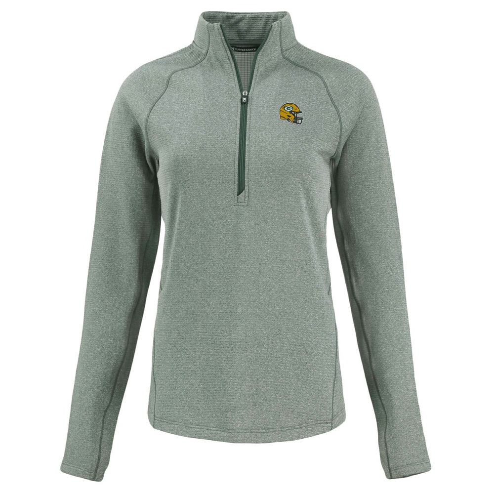 Green Bay Packers  Cutter & Buck Women's Peshastin Eco Fleece Recycled Tri-Blend Raglan Half-Zip Jacket
