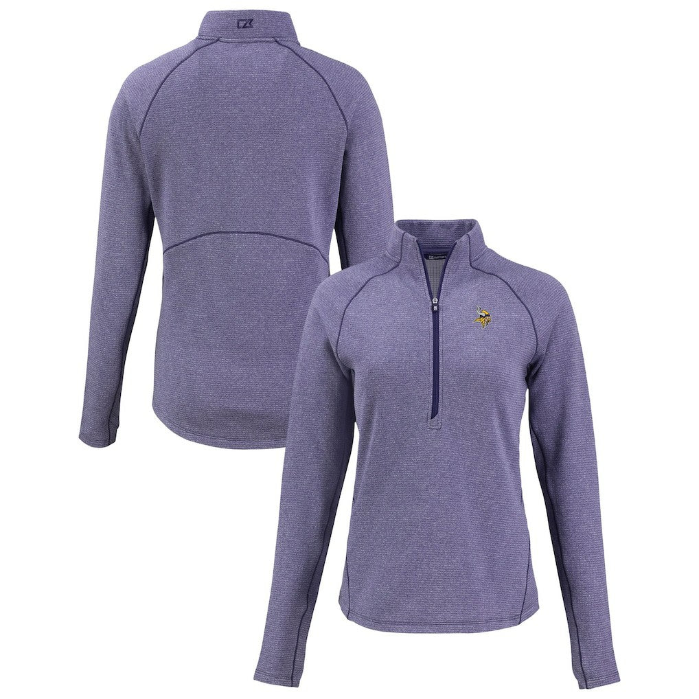 Minnesota Vikings  Cutter & Buck Women's Peshastin Eco Fleece Recycled Tri-Blend Raglan Half-Zip Jacket