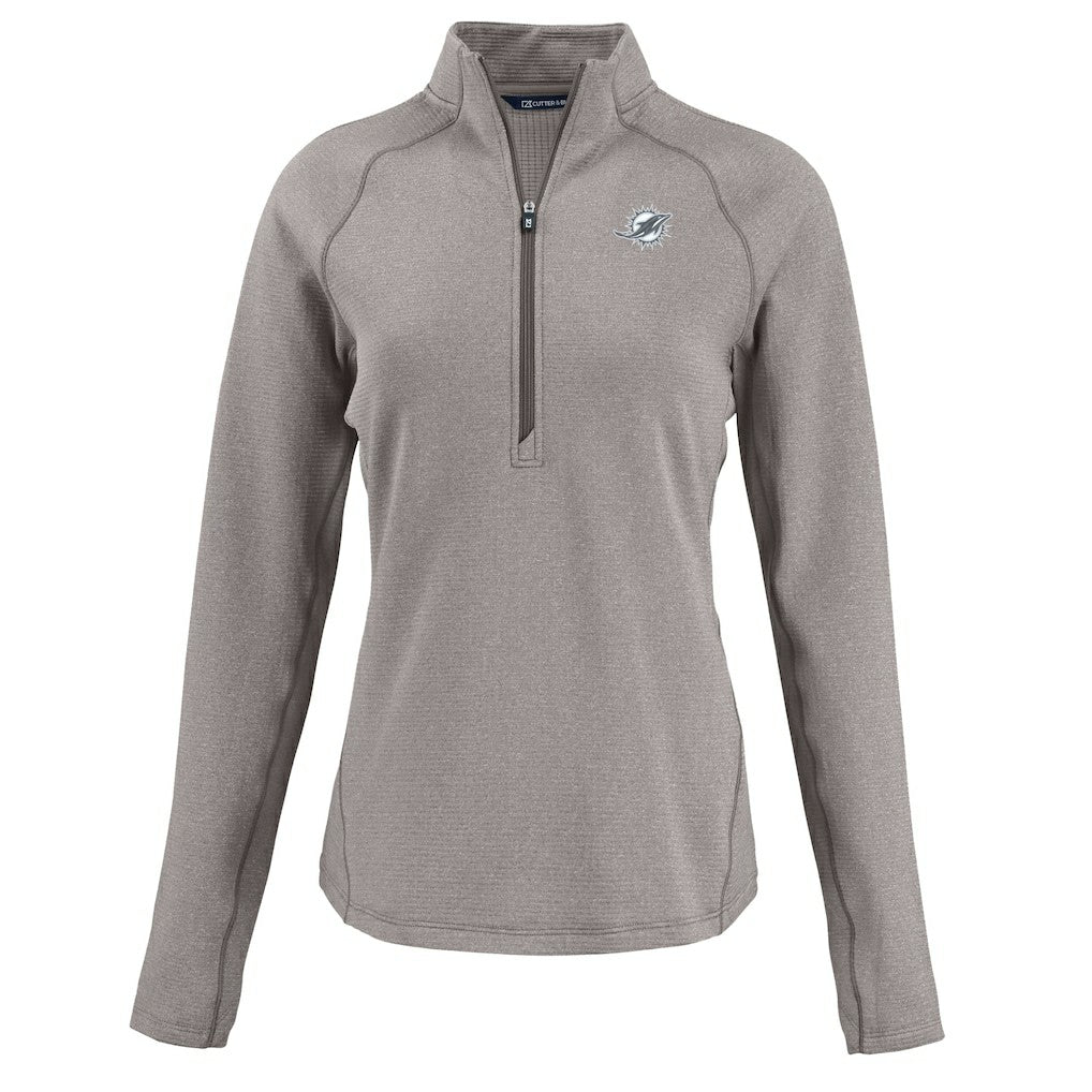 Miami Dolphins  Cutter & Buck Women's Peshastin Eco Fleece Recycled Tri-Blend Raglan Half-Zip Jacket