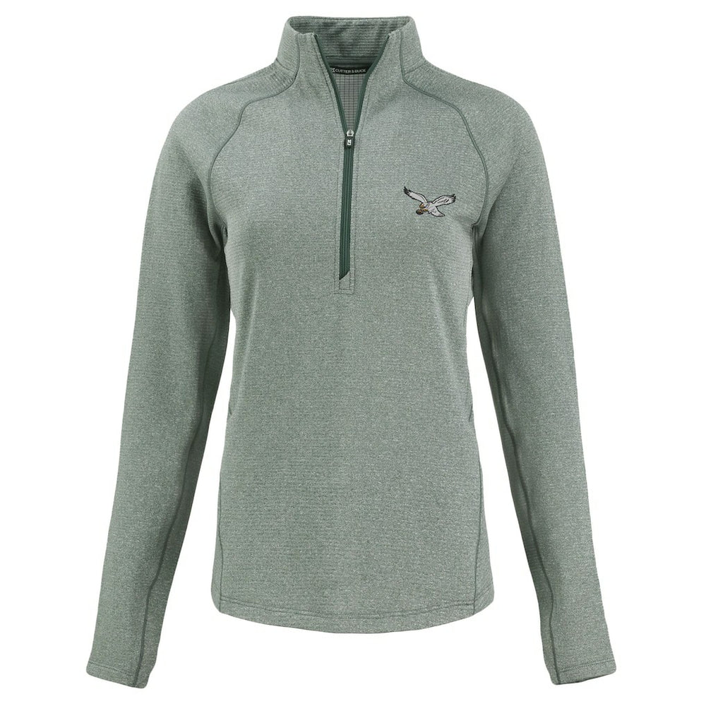 Philadelphia Eagles  Cutter & Buck Women's Peshastin Eco Fleece Recycled Tri-Blend Raglan Half-Zip Jacket