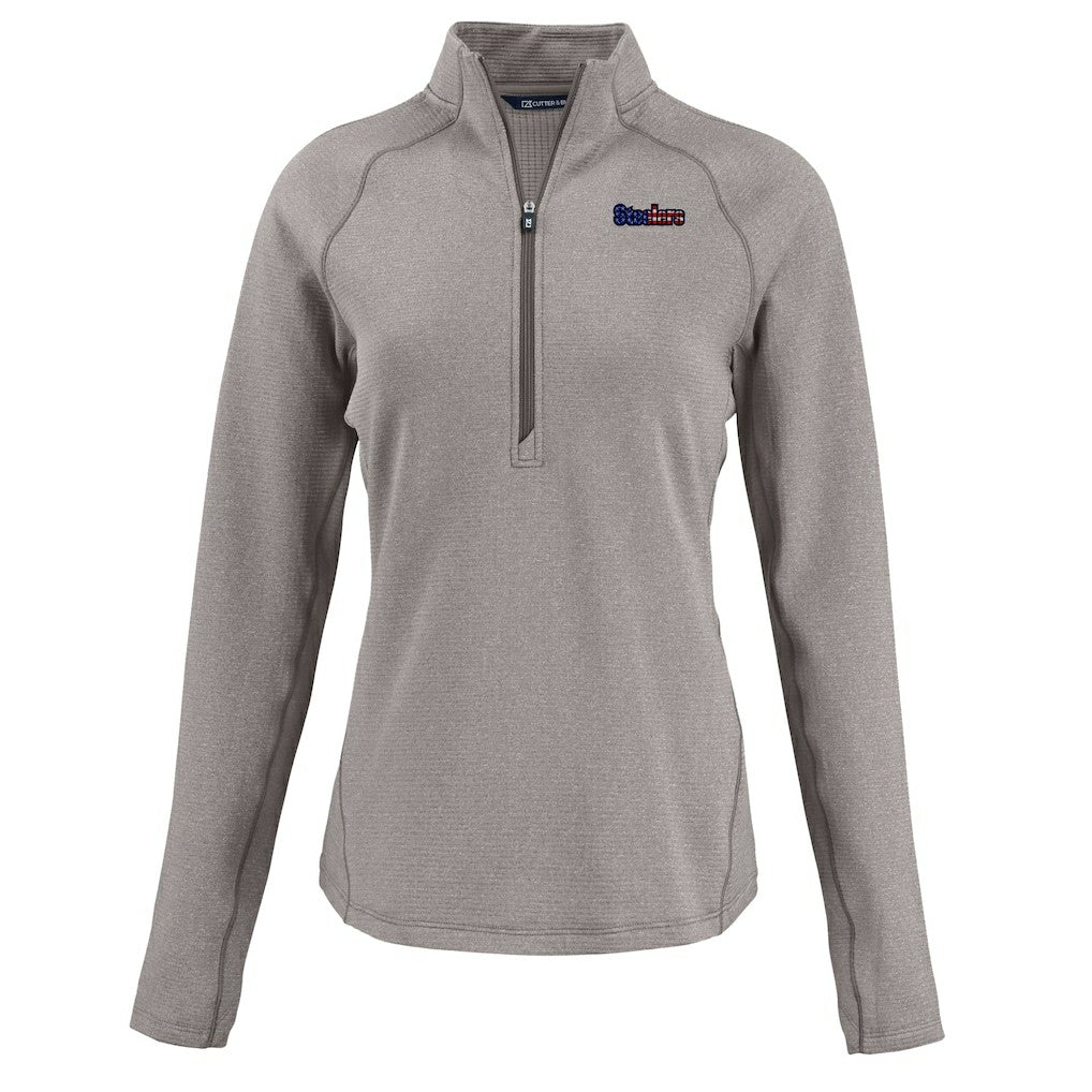 Pittsburgh Steelers  Cutter & Buck Women's Americana Peshastin Eco Fleece Recycled Tri-Blend Raglan Half-Zip Jacket