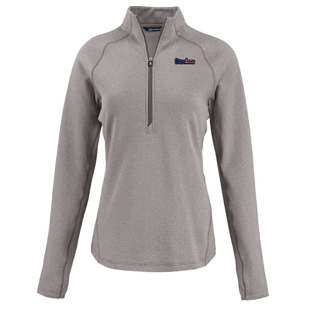 Pittsburgh Steelers  Cutter & Buck Women's Americana Peshastin Eco Fleece Recycled Tri-Blend Raglan Half-Zip Jacket