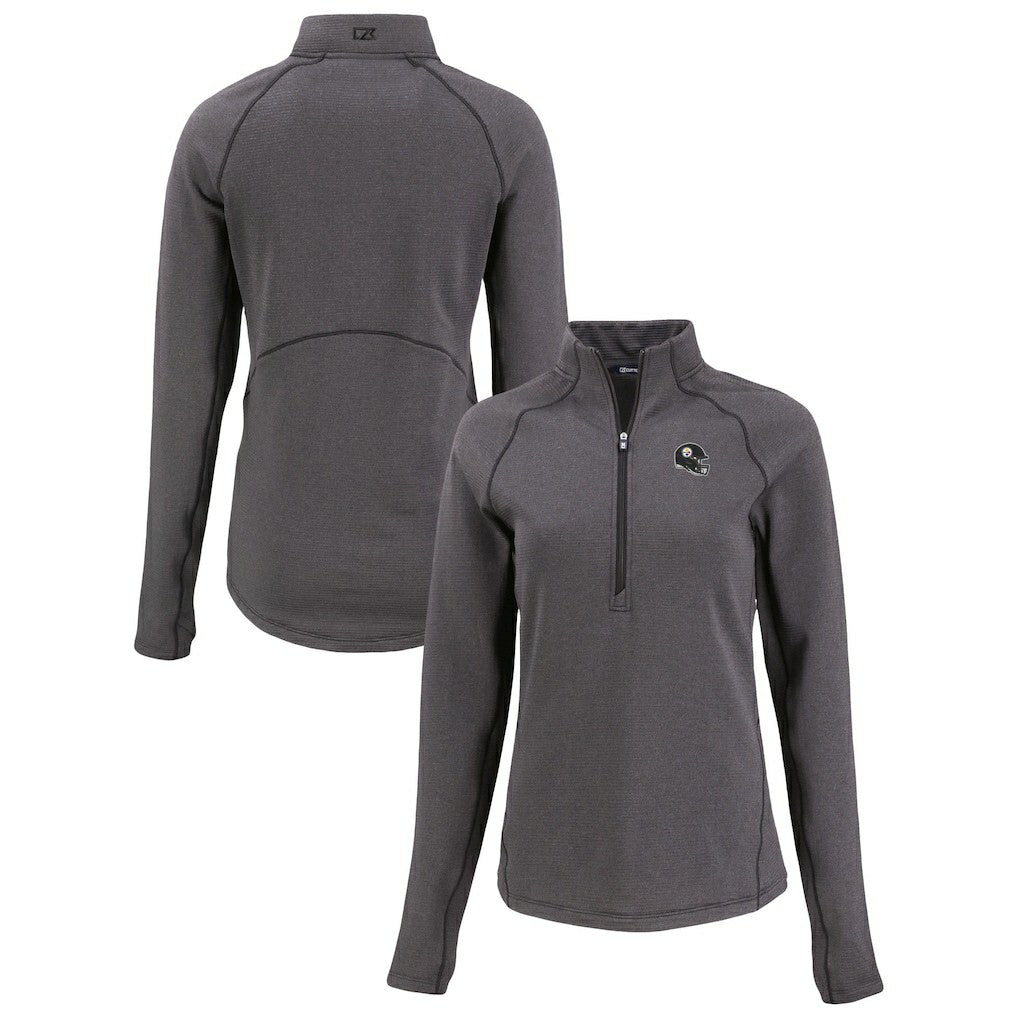 Pittsburgh Steelers  Cutter & Buck Women's Peshastin Eco Fleece Recycled Tri-Blend Raglan Half-Zip Jacket