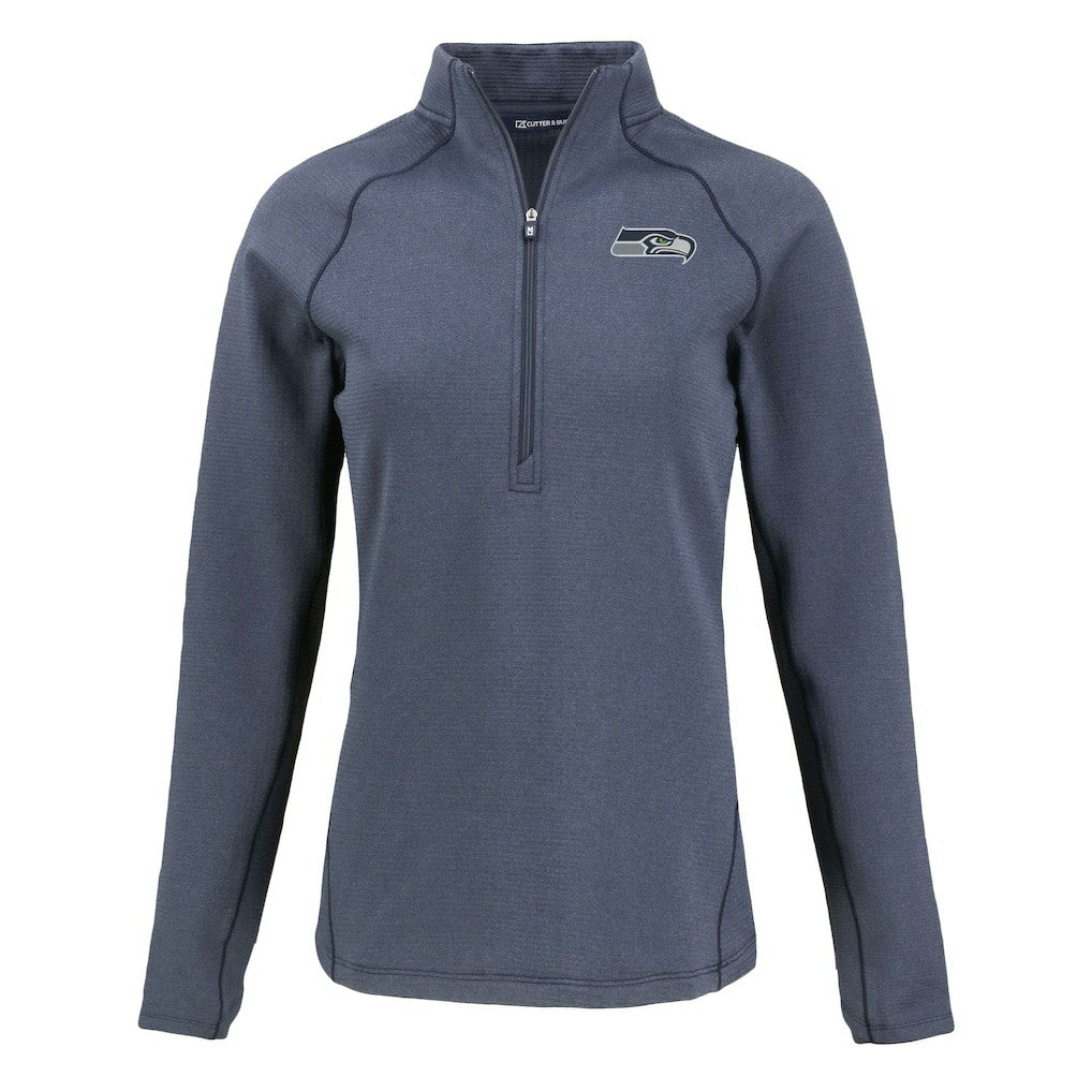 Seattle Seahawks  Cutter & Buck Women's Peshastin Eco Fleece Recycled Tri-Blend Raglan Half-Zip Jacket
