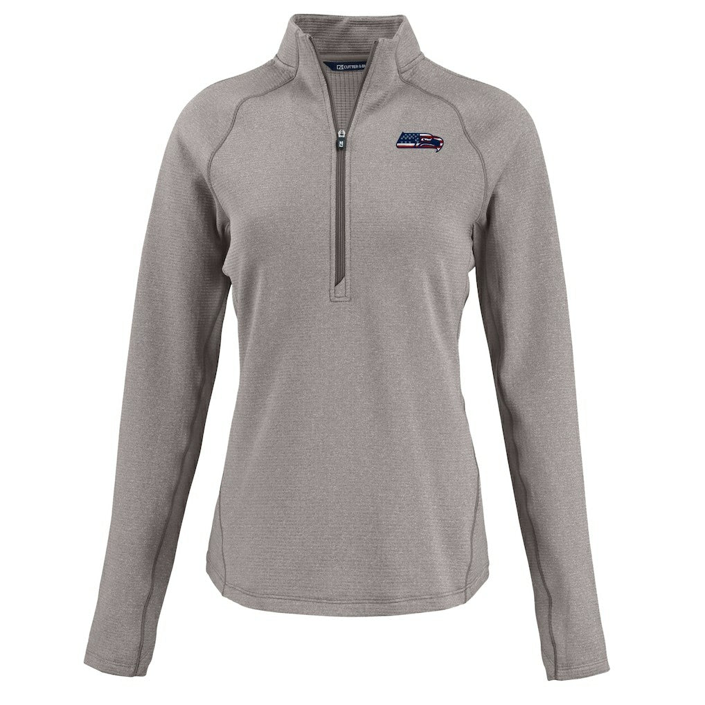 Seattle Seahawks  Cutter & Buck Women's Americana Peshastin Eco Fleece Recycled Tri-Blend Raglan Half-Zip Jacket