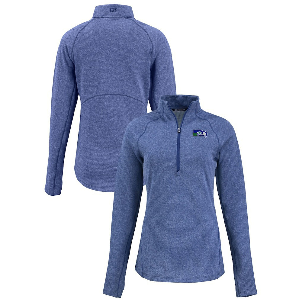 Seattle Seahawks  Cutter & Buck Women's Peshastin Eco Fleece Recycled Tri-Blend Raglan Half-Zip Jacket