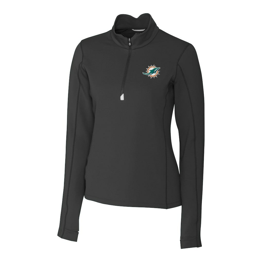 Miami Dolphins  Cutter & Buck Women's Traverse Stretch Quarter-Zip Pullover Top