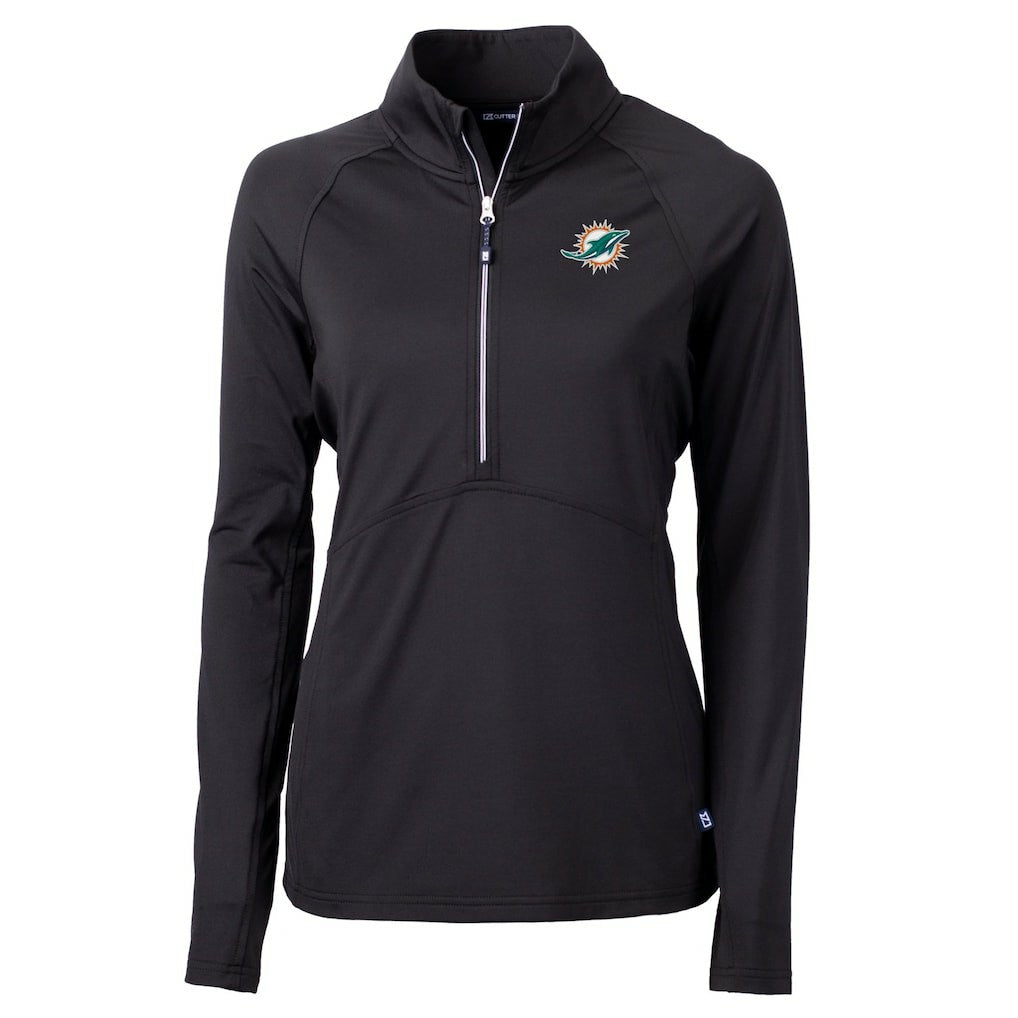 Miami Dolphins  Cutter & Buck Women's DryTec Adapt Eco Knit Stretch Recycled Raglan Half-Zip Top