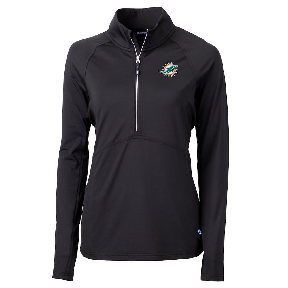 Miami Dolphins  Cutter & Buck Women's DryTec Adapt Eco Knit Stretch Recycled Raglan Half-Zip Top