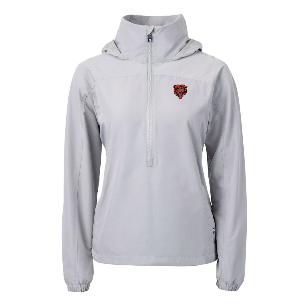 Chicago Bears  Cutter & Buck Women's Charter Eco Recycled Half-Zip Hooded Anorak Jacket