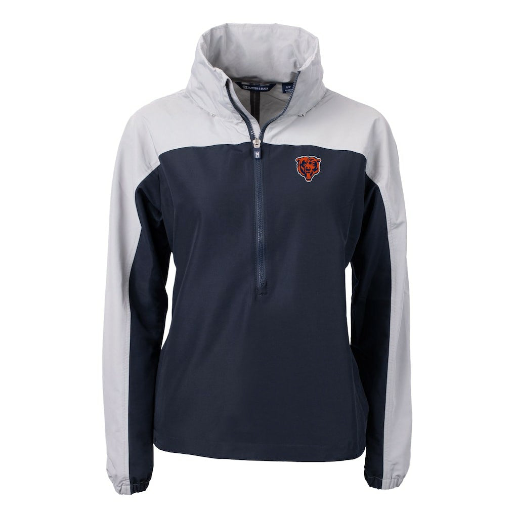 Chicago Bears  Cutter & Buck Women's Charter Eco Recycled Half-Zip Hooded Anorak Jacket
