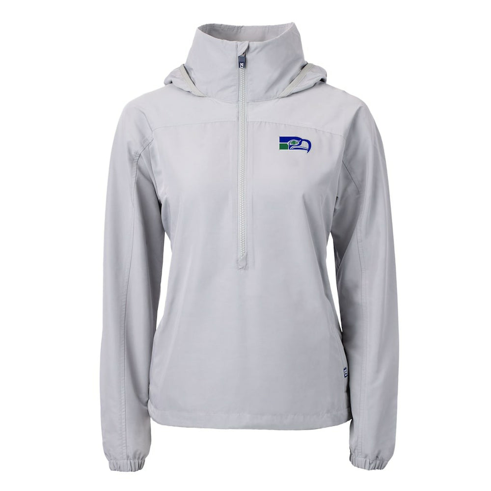 Seattle Seahawks  Cutter & Buck Women's Charter Eco Recycled Half-Zip Hooded Anorak Jacket