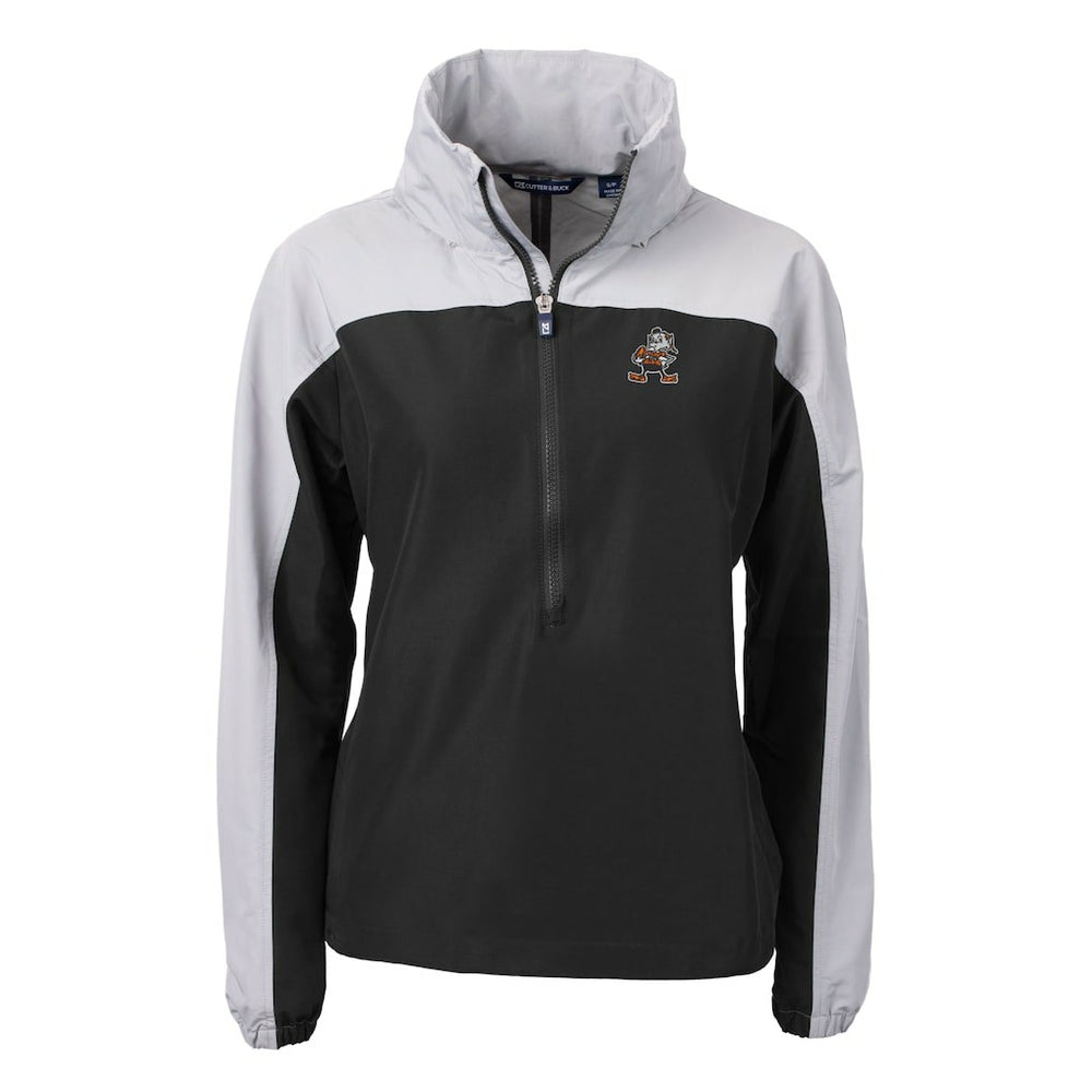 Cleveland Browns  Cutter & Buck Women's Charter Eco Recycled Half-Zip Hooded Anorak Jacket