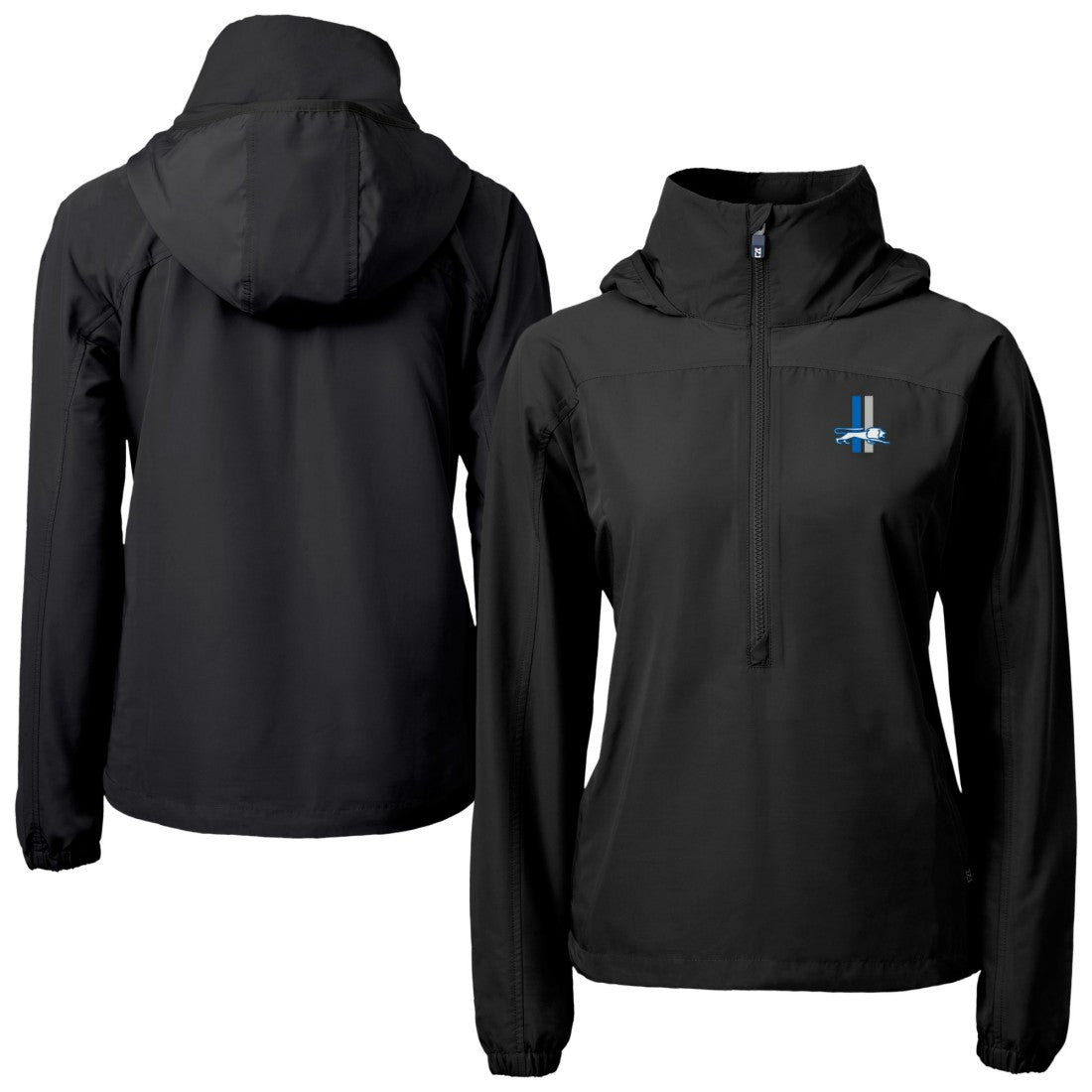 Detroit Lions  Cutter & Buck Women's Charter Eco Recycled Half-Zip Hooded Anorak Jacket