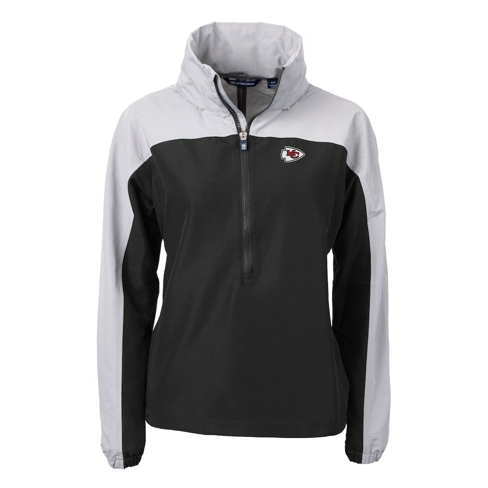 Kansas City Chiefs  Cutter & Buck Women's Charter Eco Recycled Half-Zip Hooded Anorak Jacket