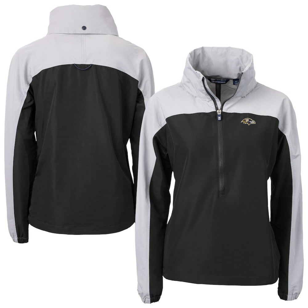 Baltimore Ravens  Cutter & Buck Women's Charter Eco Recycled Half-Zip Hooded Anorak Jacket