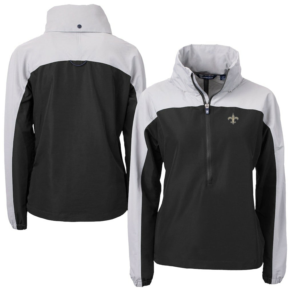 New Orleans Saints  Cutter & Buck Women's Charter Eco Recycled Half-Zip Hooded Anorak Jacket