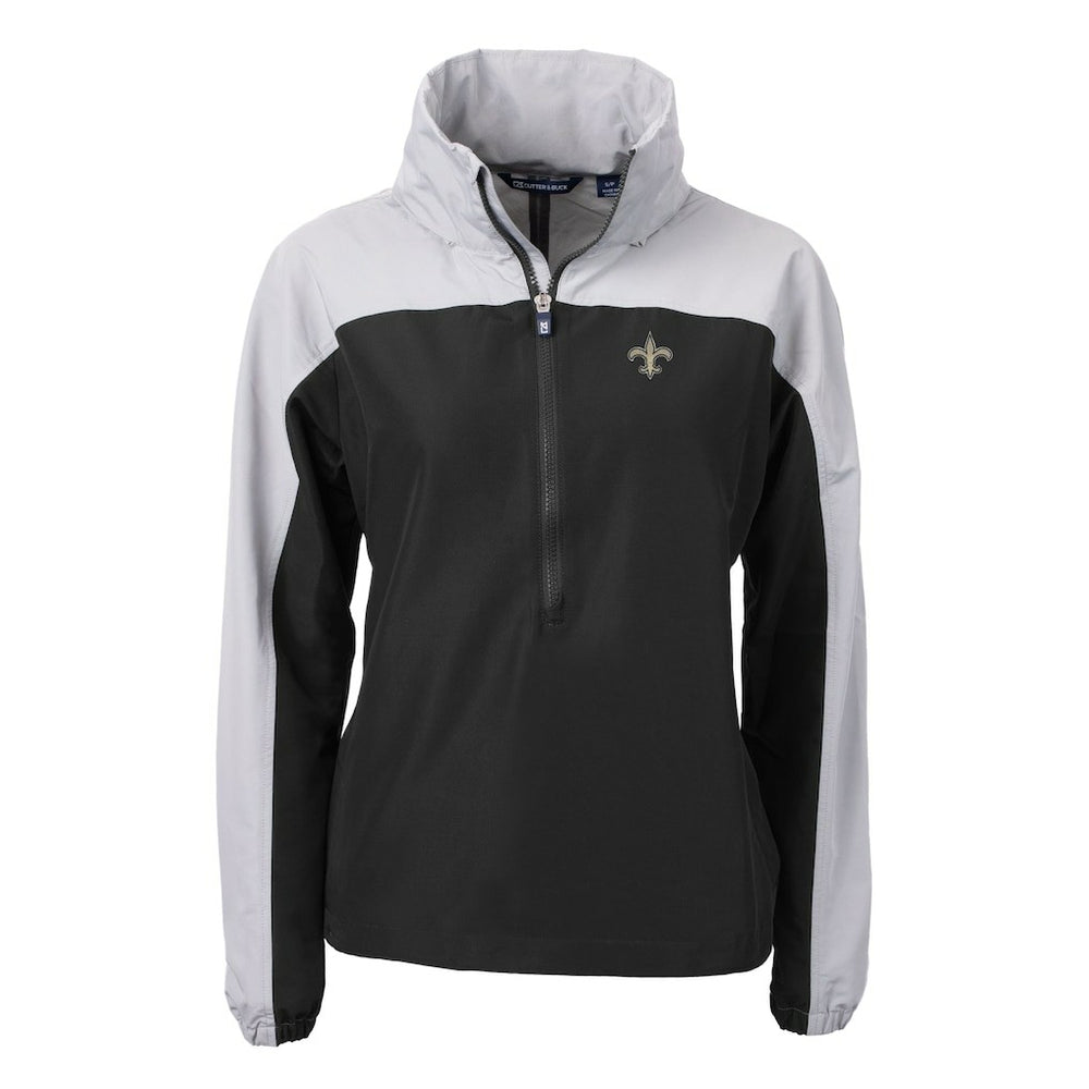 New Orleans Saints  Cutter & Buck Women's Charter Eco Recycled Half-Zip Hooded Anorak Jacket